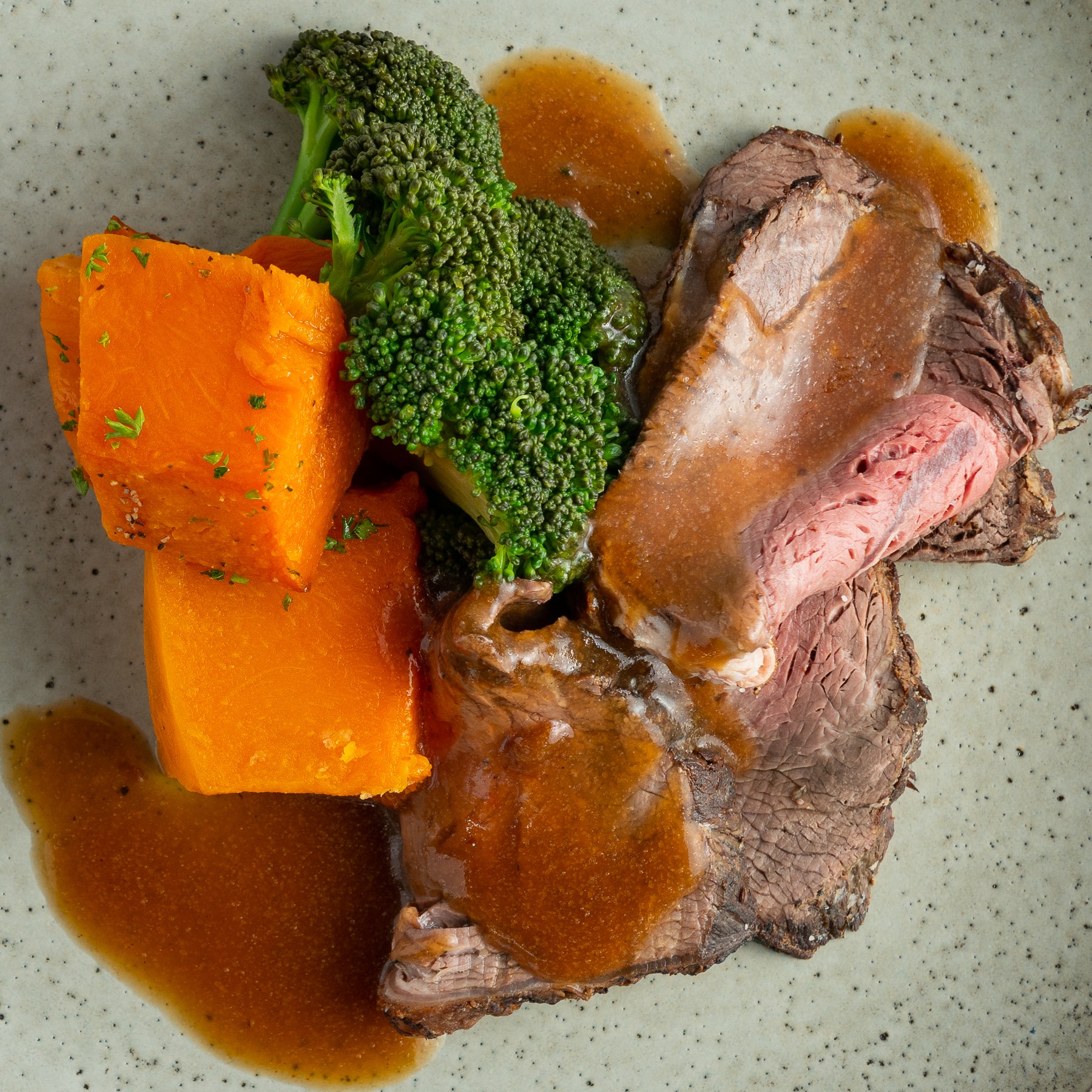 Roast Beef with Pumpkin & Broccoli