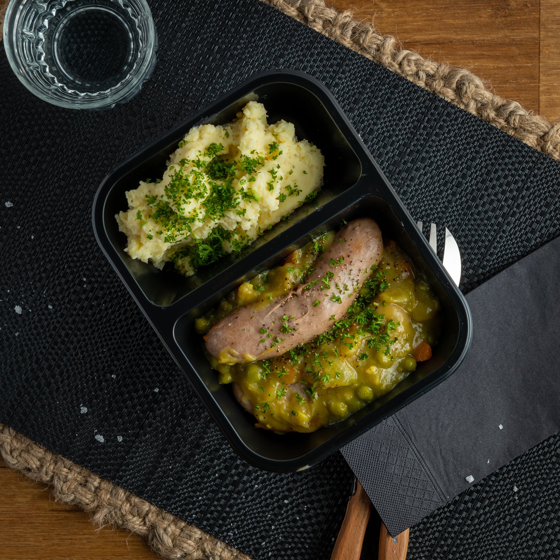 Curried Sausages with Mustard Mash