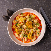 Family Gnocchi and Charred Cauliflower in a Roasted Red Pepper Pesto