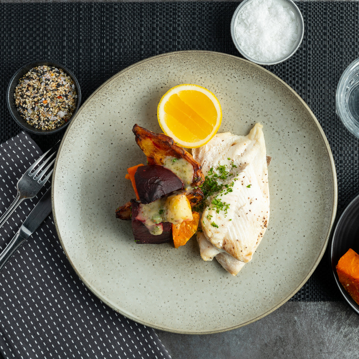 Fresh White Fish with Roasted Seasonal Vegetables