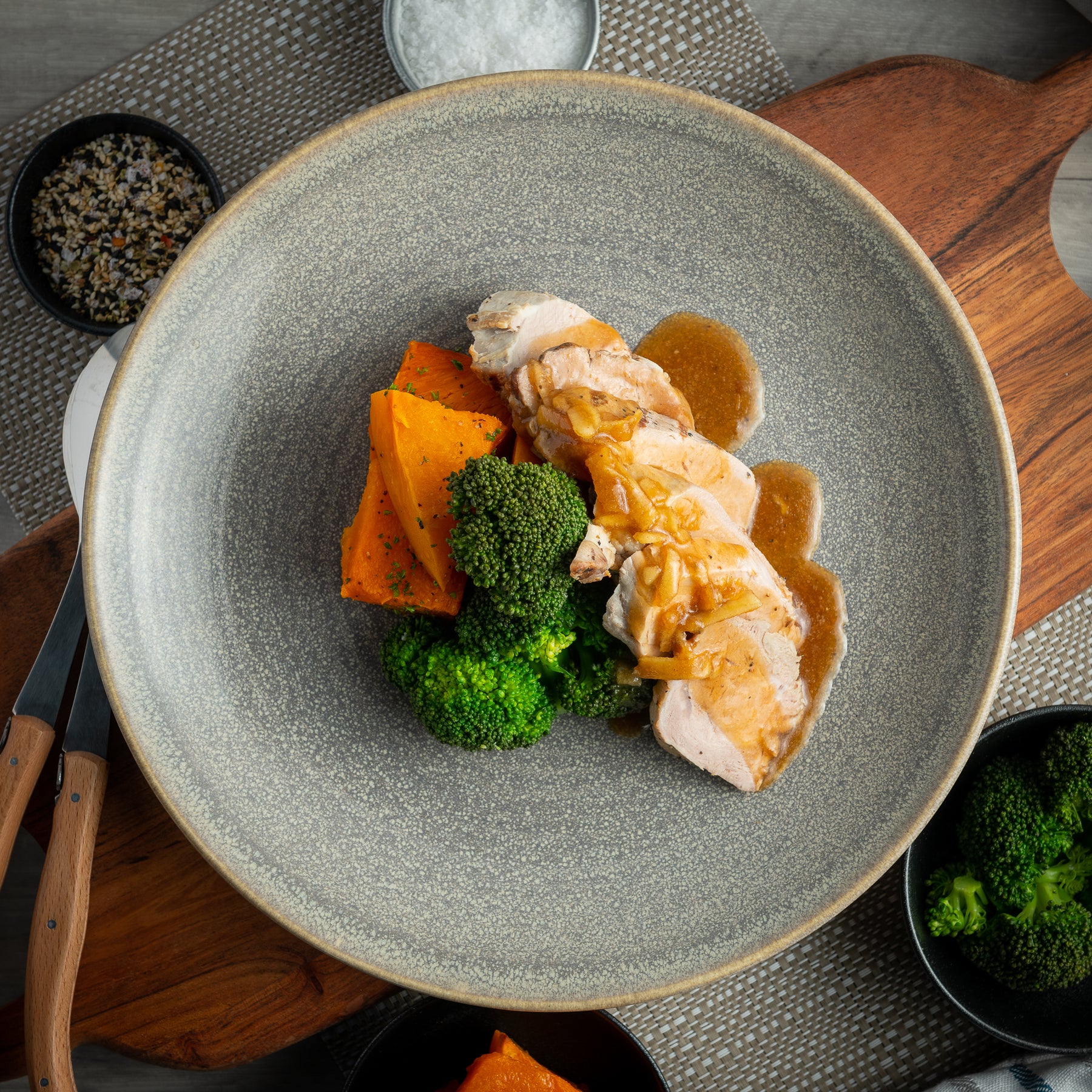 Roast Pork with Pumpkin & Broccoli