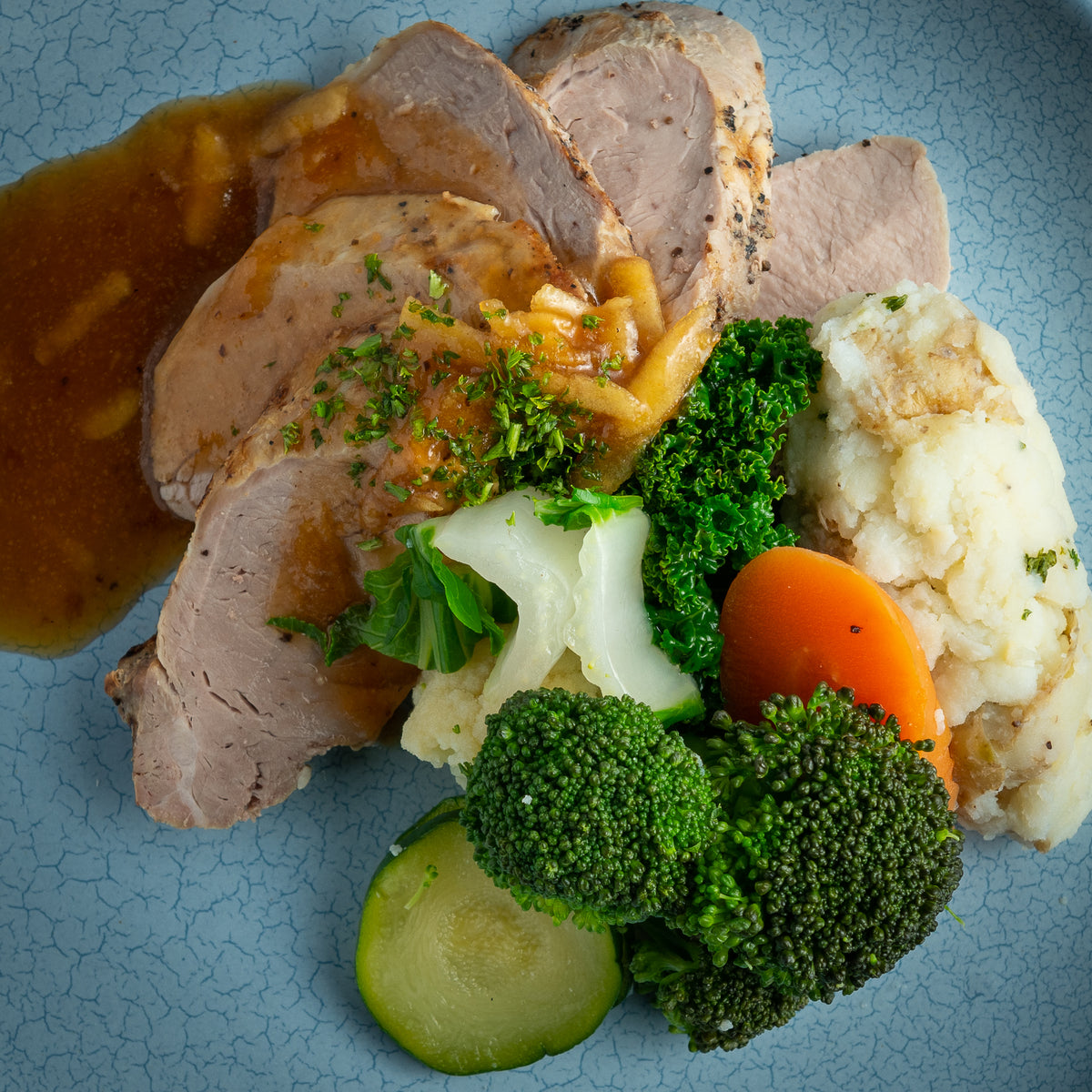 Roast Pork with Crushed New Potatoes