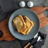 Beef and mozzarella pie on a plate