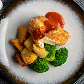 Coconut Crumbed Tofu with Pumpkin, Potato & Broccoli