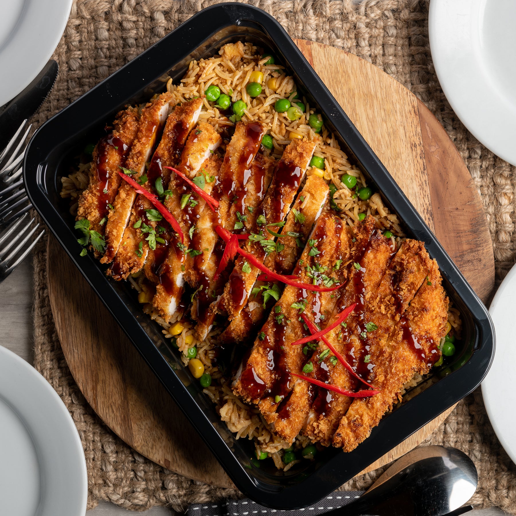 Chicken Katsu on rice 4 serves fitfood meal box
