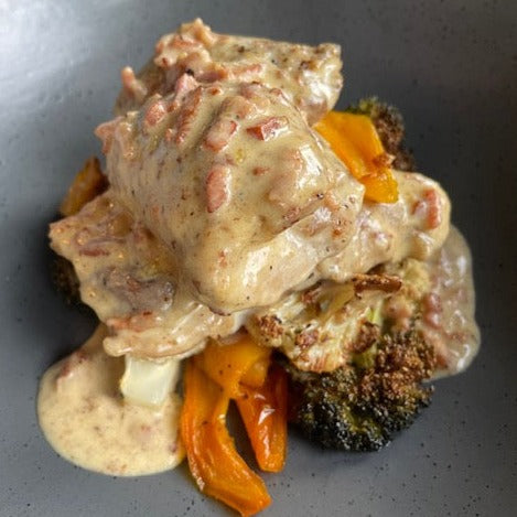 Creamy Chicken and Bacon with Roasted Vegetables