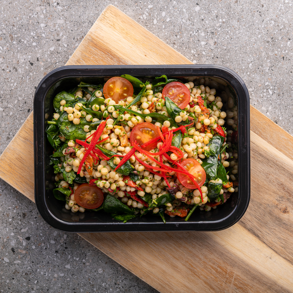 Couscous salad with tomatoes spinach meal kit from fitfood nz