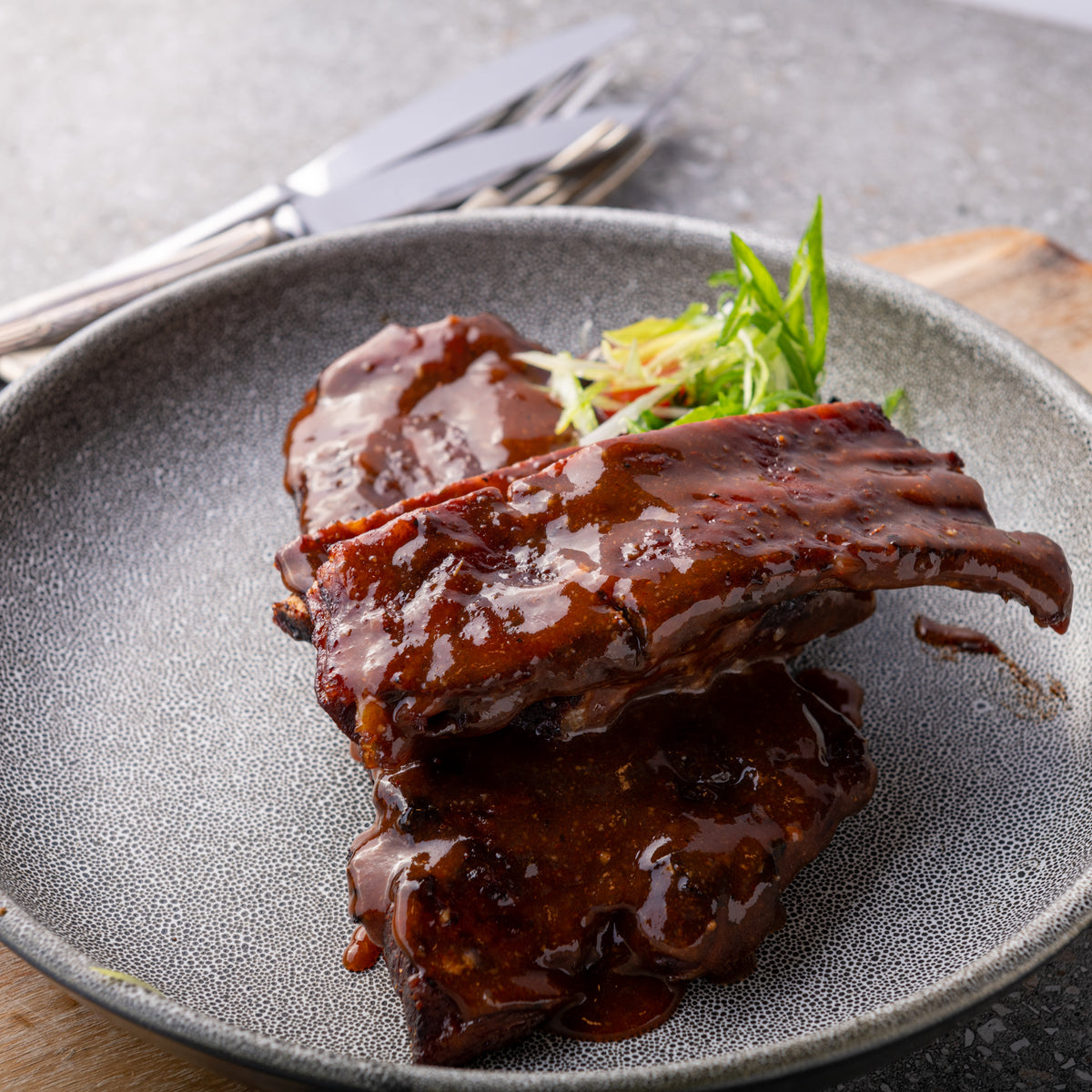 barbeque style Cola Ribs with a side salad meal kit by fitfood nz